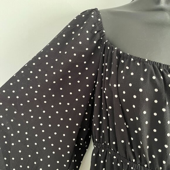 ASOS Curve  Long Sleeve Black and White Polka Dot Mini Dress, Size 14 - Picture 4 of 15